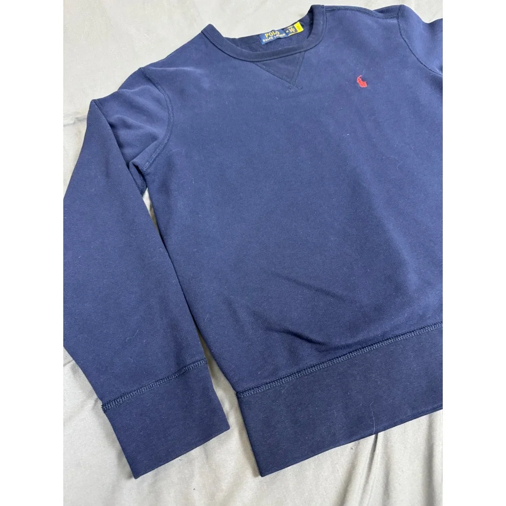 Polo Ralph Lauren Mens Navy Blue Fleece Lined Crewneck Sweatshirt Size M